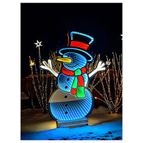 Bonhomme de neige Infinity Light LEDs multicolores pour intérieur extérieur 60 cm
