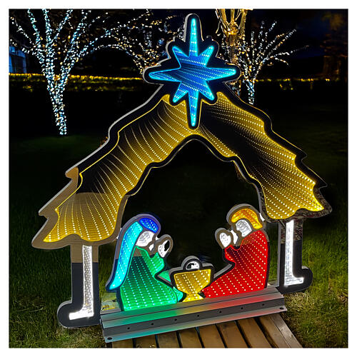 Nativity with Infinity Light, multicoloured LEDs, indoor/outdoor, 26 in 1