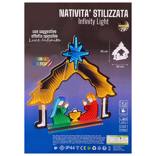 Nativité Infinity Light LEDs multicolores pour intérieur extérieur 65 cm 3