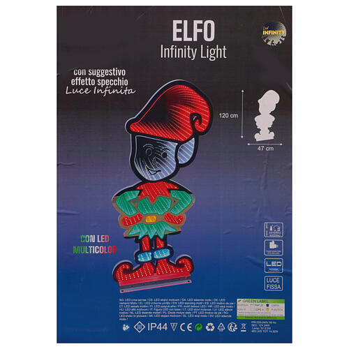 Elfe de Noël multicolore LEDs Infinity Light pour intérieur extérieur 120 cm 3
