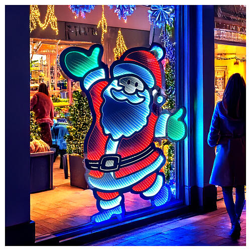 Père Noël multicolore LEDs Infinity Light 180x125 cm intérieur/extérieur 1