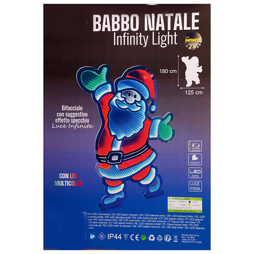 Père Noël multicolore LEDs Infinity Light 180x125 cm intérieur/extérieur 3