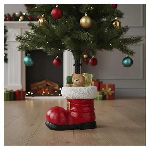 Weihnachtsbaumständer dekorativ – Stiefel mit Geschenken, 35 × 25 × 45 cm, für künstliche Weihnachtsbäume 5