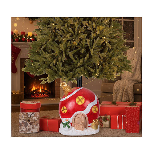 Base per albero Natale casetta a forma di sfera 30x30x40 cm 2