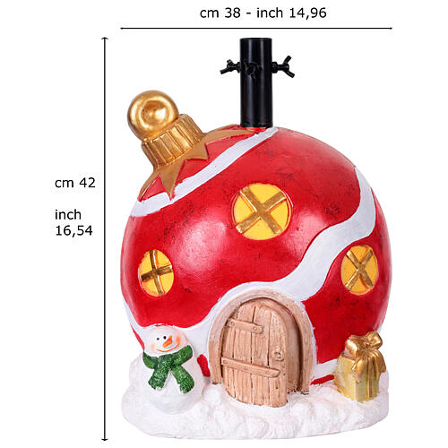 Base per albero Natale casetta a forma di sfera 40x30x30 cm 3
