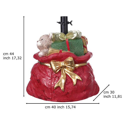 Base per albero Natale 180-240 cm sacco rosso con regali 40x30x35 cm 3