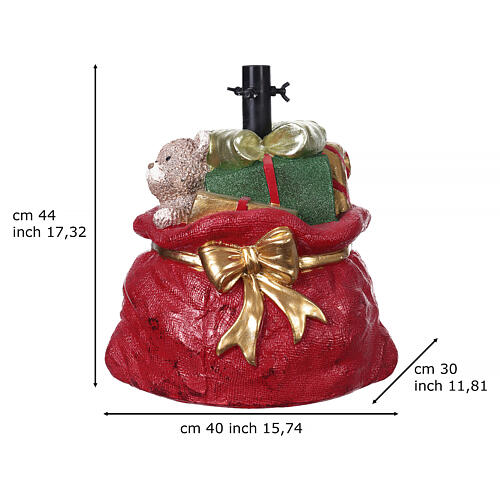 Red sack with gifts Christmas tree stand, 40x30x35 cm 3