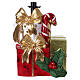 Base para árbol Navidad regalos lazos dorados y acebo 35x28x45 cm s1