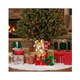 Base per albero Natale regali fiocchi oro e agrifoglio 35x30x45 cm