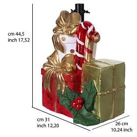 Base per albero Natale regali fiocchi oro e agrifoglio 35x30x45 cm