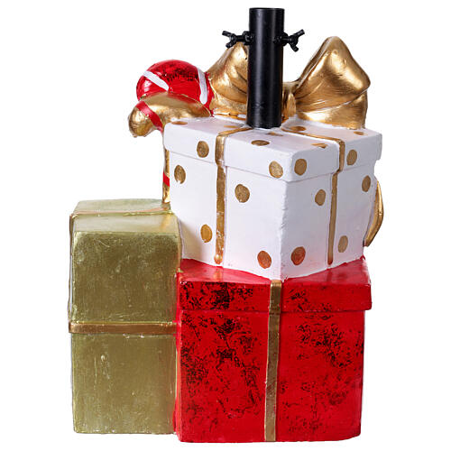 Base per albero Natale regali fiocchi oro e agrifoglio 35x30x45 cm 5