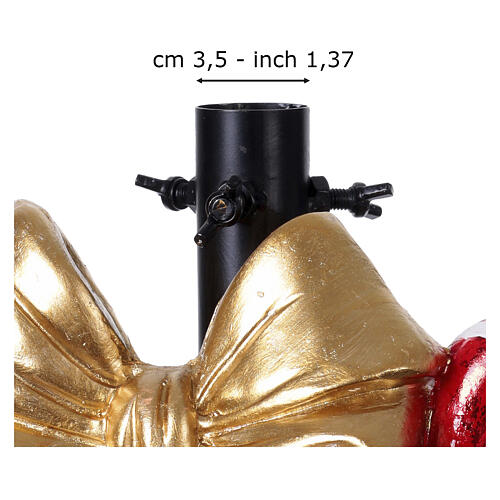 Base per albero Natale 150-210 cm regali fiocchi oro e agrifoglio 35x30x45 cm 4