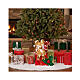 Base per albero Natale regali fiocchi oro e agrifoglio 35x30x45 cm s2