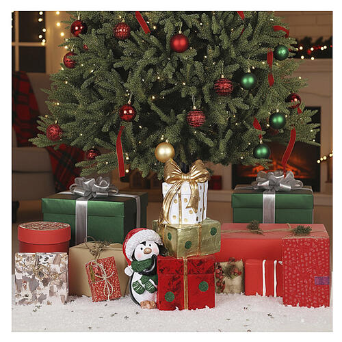 Base per albero Natale 150-210 cm regali e pinguino 30x20x45 cm 2