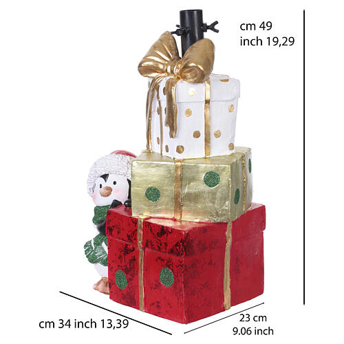 Base para árvore de Natal com presentes e pinguim 30x20x45 cm 3