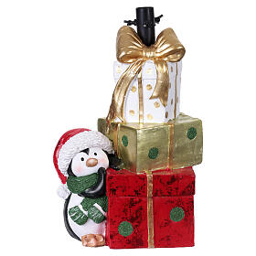 Christmas Tree Base with Gifts Tower and Penguin, 30x20x45 cm