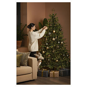 Albero di Natale Litzner prelit 688 LED caldi multicolore verde 225 cm poly Winter Woodland