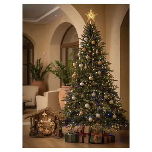 Árvore de Natal 270 cm Litzner verde Winter Woodland pre-iluminada com 1048 LEDs branco quente multicolorido 6