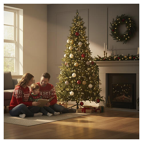POP-UP prelit Christmas tree, 200 warm white LEDs, 70 in, slim Poly Fish model 2