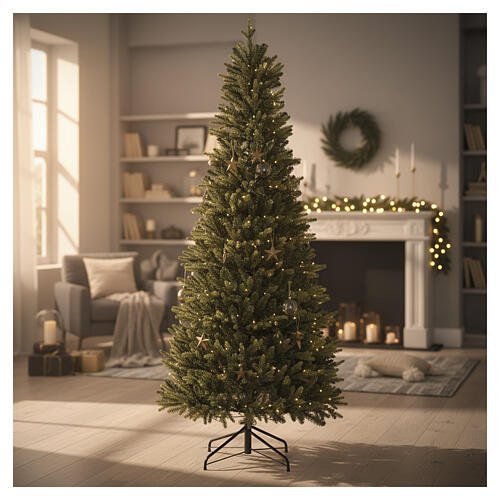 Árvore POP-UP pré-iluminada 200 LEDs branco quente 180 cm slim Poly mod. Peixes 4