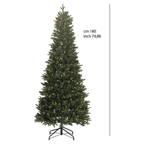 Árvore POP-UP pré-iluminada 200 LEDs branco quente 180 cm slim Poly mod. Peixes 3