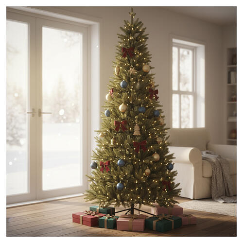 Sapin de Noël POP-UP vert 210 cm 300 LEDs blanc chaud slim Poly mix mod. Poissons 4