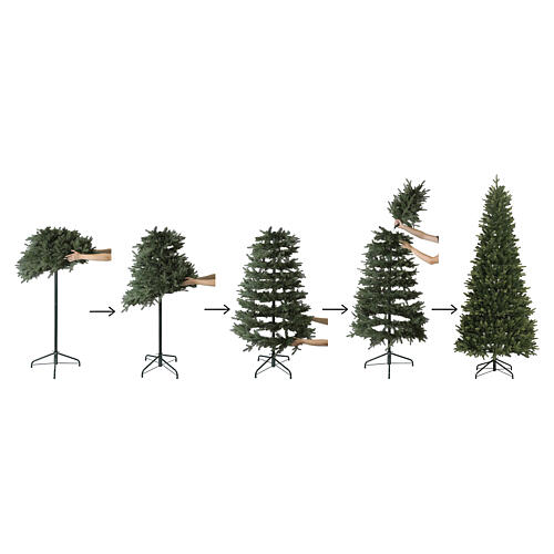 Sztuczna choinka, model Pesci, slim - 210 cm, zielona, ​​300 diod LED biały ciepły, system pop-up,  PE i PVC 5