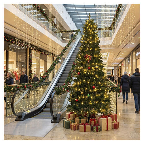 Künstlicher Weihnachtsbaum, Modell Pesci, Slim, mit vormontierter LED-Beleuchtung – 240 cm, grün, 500 LEDs, POP-UP-System, Materialmix Poly / PVC 2