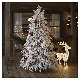 Albero Natale Crystal floccato realistico PE PVC 210 cm
