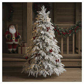Albero Natale Crystal floccato realistico PE PVC 210 cm