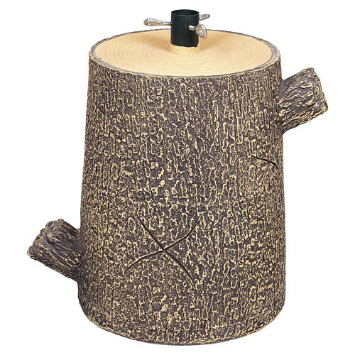 Base para árvore de Natal em forma de tronco pintado com dois ramos 30x20 cm 1