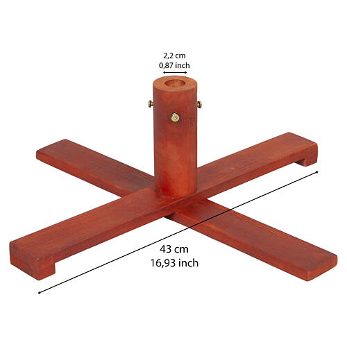 Base albero di Natale diam 43 cm per pinetti 120-150 cm legno rosso dipinto 3
