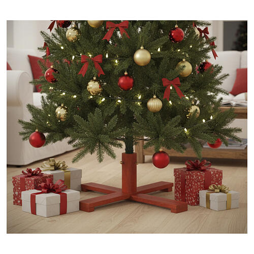 Red Wooden Christmas Tree Base 60 cm Diameter for 180-210 cm Trees 2