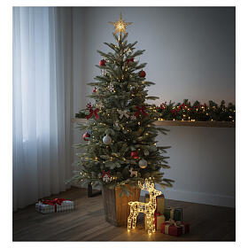 Sapin vert argenté 150 cm en pot bois mixte PE