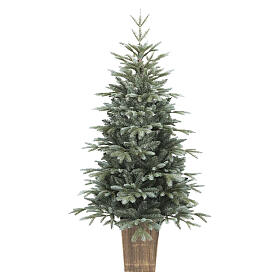 Silver-Green Christmas Tree in Mixed Wood Base PE