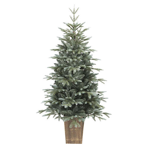 Silver-Green Christmas Tree in Mixed Wood Base PE 1