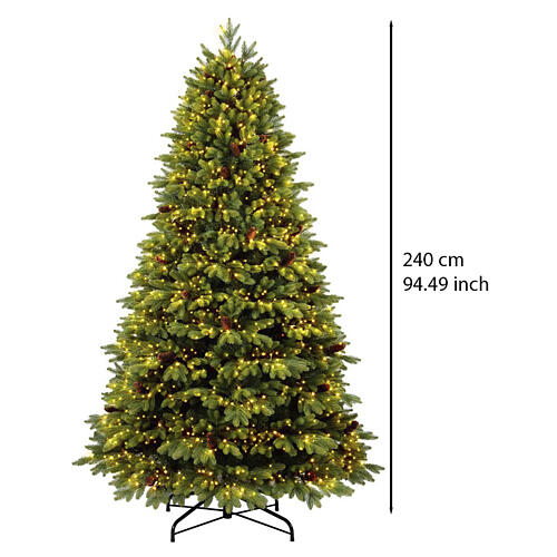 Künstlicher Weihnachtsbaum, Modell Green Lux, mit Beleuchtung – 240 cm, grün, 9 000 LEDs, mit Zapfen, Materialmix Poly / PVC 3