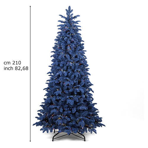 Árbol de Navidad flocado azul Ocean prelit 320 LED 210 cm Poly PVC 3