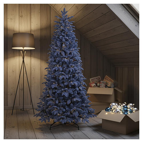 Árbol Navidad azul Ocean precableado 590 LED blanco cálido multicolor juegos luz 270 cm 4