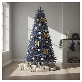 Sapin de Noël bleu Ocean pré-éclairé 590 LEDs blanc chaud multicolores 270 cm