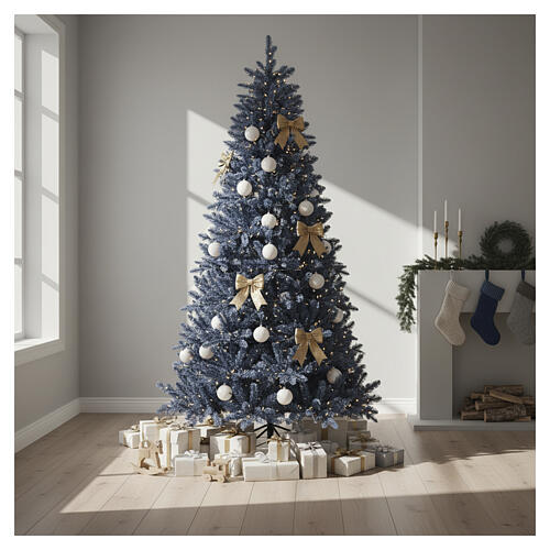 Sapin de Noël bleu Ocean pré-éclairé 590 LEDs blanc chaud multicolores 270 cm 2