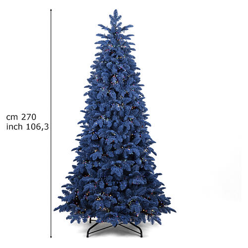 Sapin de Noël bleu Ocean pré-éclairé 590 LEDs blanc chaud multicolores 270 cm 3