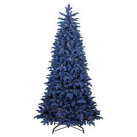 Albero Natale blu Ocean prelit 590 LED bianco caldo multicolor giochi luce 270 cm
