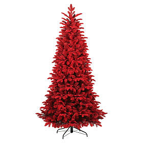 Künstlicher Weihnachtsbaum, Modell Red, Slim, beflockt – 180 cm, rot, Materialmix Poly / PVC