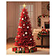 Red flocked slim Christmas tree, 70 in, Poly Feel Real and PVC s6
