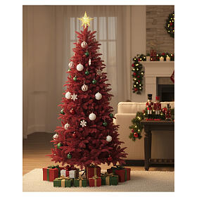 Árbol de Navidad Red 180 cm flocado rojo Poly Feel Real PVC slim