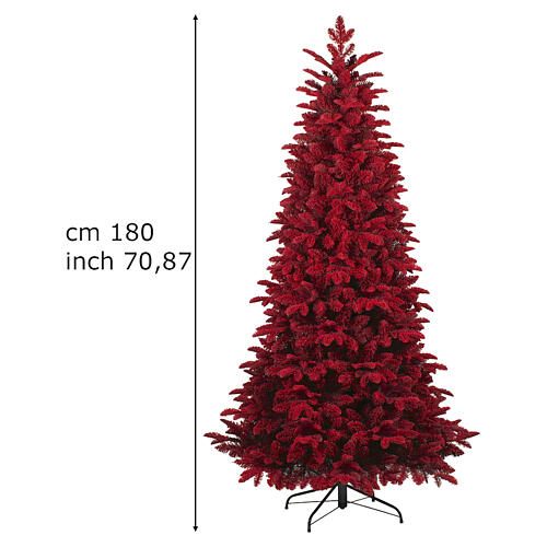 Árbol de Navidad Red 180 cm flocado rojo Poly Feel Real PVC slim 3