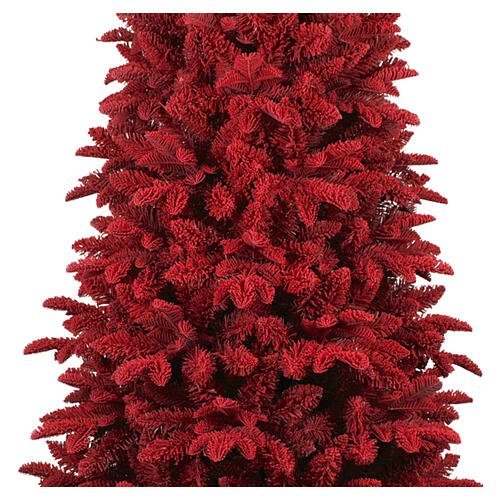 Árbol de Navidad Red 180 cm flocado rojo Poly Feel Real PVC slim 5