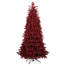 Albero di Natale Red 180 cm floccato rosso Poly Feel Real PVC slim