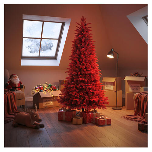 Árbol de Navidad Red 210 cm Poly PVC flocado rojo slim 4